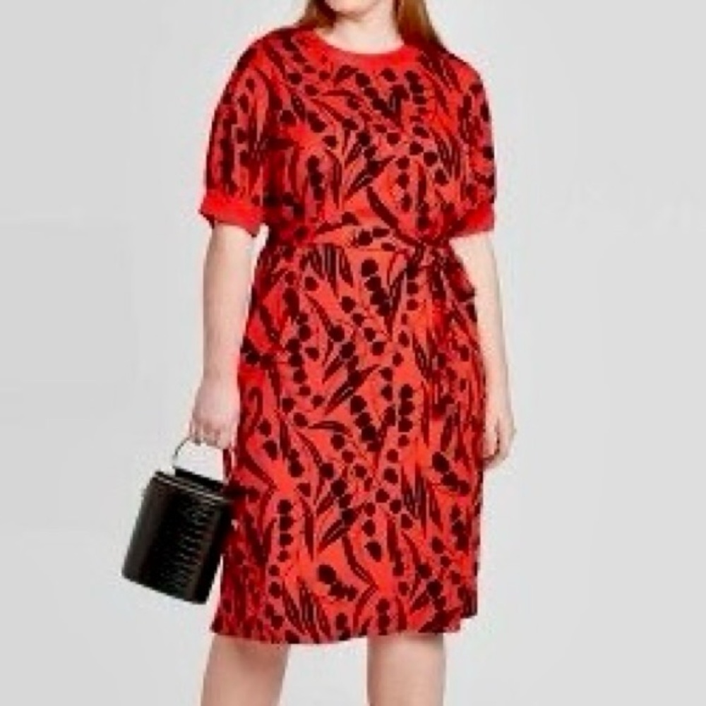 Who What Wear Scarlet Red midi shift dress